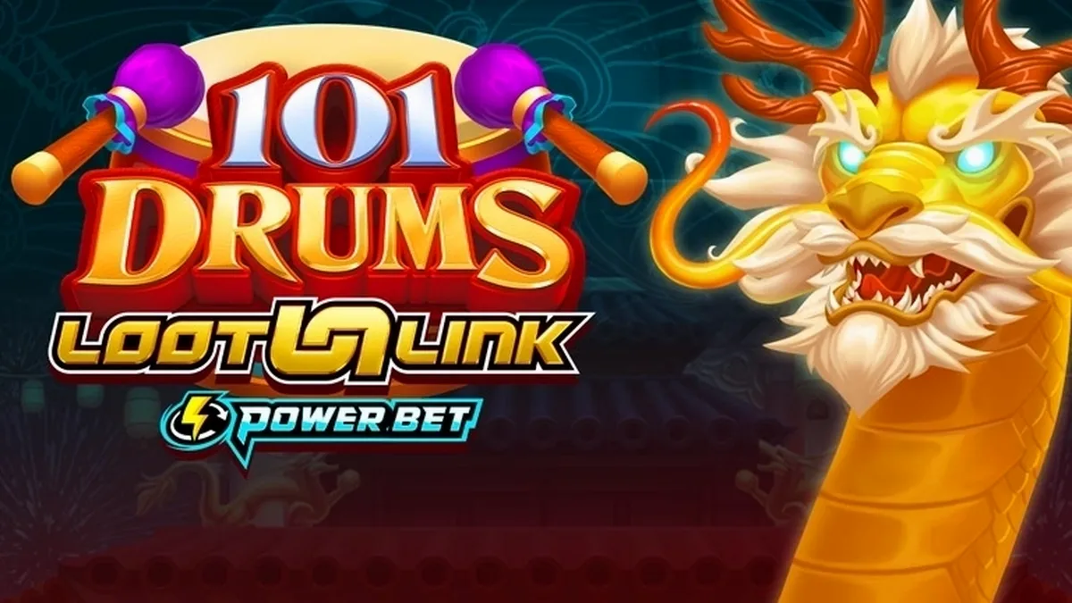 Tampilan visual mesin slot 101 Drums dengan latar belakang musik dan drum
