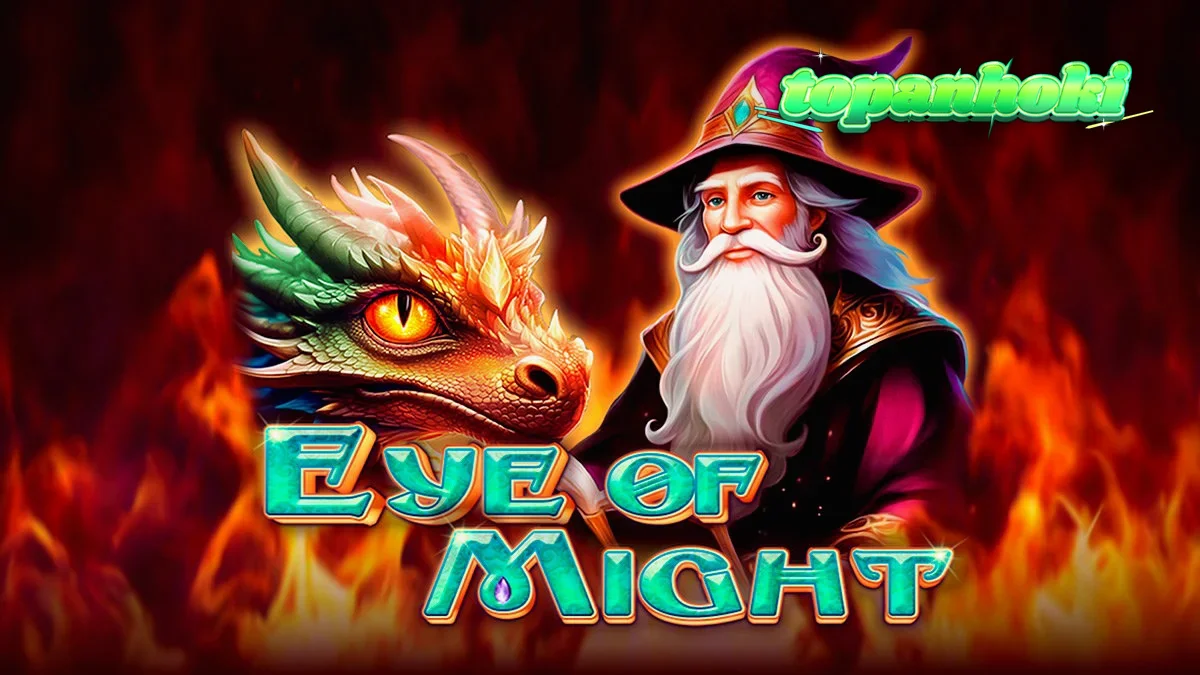 Tampilan visual slot Eye of Might dengan tema fantasi dan simbol naga